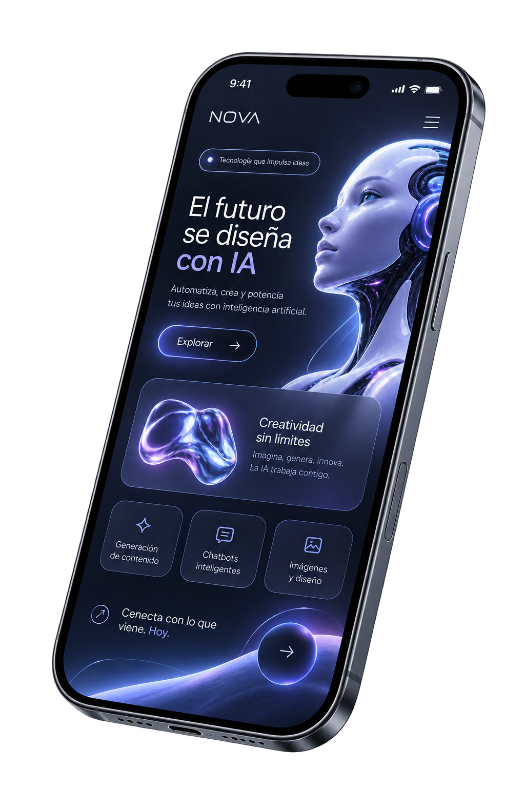 Vista de un sitio web en un teléfono